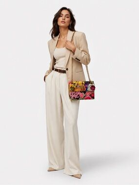 Kurt Geiger Multicolor Floral Chain Shoulder Bag